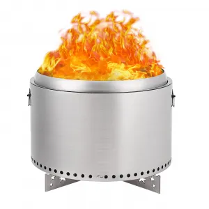 20.5" Smokeless Fire Pit with Air Switch,With handle,Wood Burning Portable Stainless Steel Outdoor Firepit with Removable Stand & Stove Hook, Ash Pan, for Camping Backyard Patio Picnic