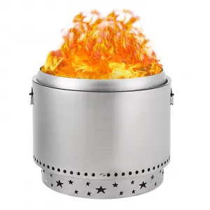 20.5" Smokeless Fire Pit with Air Switch,With handle,Wood Burning Portable Stainless Steel Outdoor Firepit with Removable Stand & Stove Hook, Ash Pan, for Camping Backyard Patio Picnic