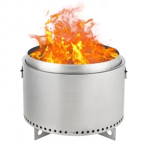 20.5" Smokeless Fire Pit with Air Switch,With handle,Wood Burning Portable Stainless Steel Outdoor Firepit with Removable Stand & Stove Hook, Ash Pan, for Camping Backyard Patio Picnic