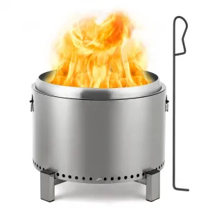 20.5" Smokeless Fire Pit with Air Switch,With handle,Wood Burning Portable Stainless Steel Outdoor Firepit with Removable Stand & Stove Hook, Ash Pan, for Camping Backyard Patio Picnic