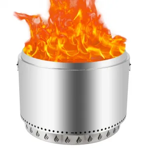 27" Smokeless Fire Pit with Air Switch,With handle,Portable Stainless Steel, Fixed Stand & Stove Hook, Ash Pan, for Camping, Backyard, Patio