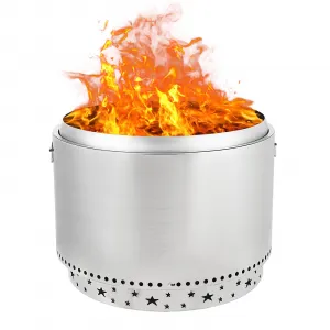 27" Smokeless Fire Pit with Air Switch - Portable Stainless Steel Firepit with Handle, Fixed Stand, Stove Hook & Ash Pan for Camping & Patio