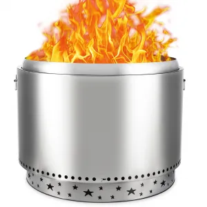 27" Smokeless Fire Pit with Air Switch,Without handle,Portable Stainless Steel, Fixed Stand & Stove Hook, Ash Pan, for Camping, Backyard, Patio