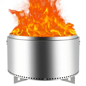 27" Smokeless Fire Pit with Air Switch,With handle,Portable Stainless Steel, Fixed Stand & Stove Hook, Ash Pan, for Camping, Backyard, Patio