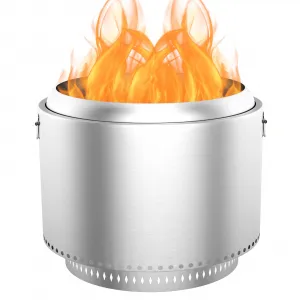Smokeless Fire Pits for Outside, 27 Inch Smokeless Fire Pit, Stainless Steel Outdoor Firepit with Removable Stand and Ash Pan, Wood Burning for Outdoor Camping Backyard Bonfire Picnic Cooking