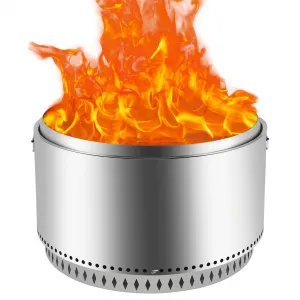 32″ Smokeless Fire Pit, Outdoor Wood Burning Firepit with Removable Ash Pan & Handle, Portable Stainless Steel Stove for Camping, Backyard, Bonfire, and Picnics