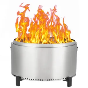 32″ Smokeless Fire Pit,With handle,304 Stainless Steel Wood Burning Fireplaces with Removable Ash Pan, Portable Safe Burning Firepit with Handles Ideal for Outside Patio Camping