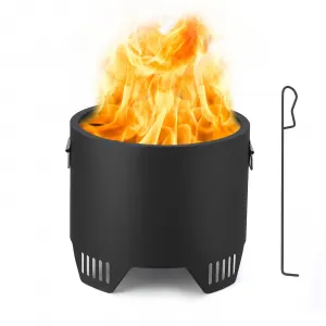16″ Low Smoke Outdoor Mini Fire, Outdoor Iron Smokeless Fire Pit, Outside Bonfire for Backyard, Camping, Picnics, with Firehook