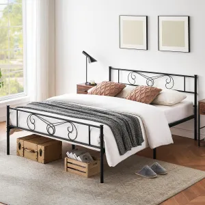 Queen Bed Frame Platform with Headboard and Footboard Metal Bed Mattress Foundation with Storage No Box Spring Needed Black