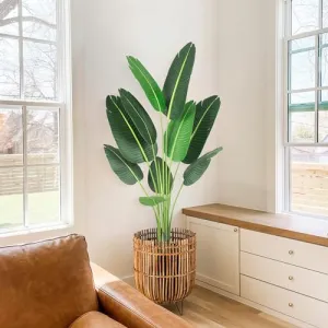 72 inchs Artificial Tree Bird of Paradise Artificial Plant, 6ft Faux Plant Fake Banana Tree Plant with 8 Trunk, Large Artificial Plants with Pot for Home Office Decor