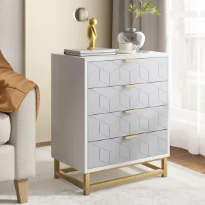 4 Drawer Dresser for Bedroom, Gray Chest of Drawers, Modern Storage Dresser Chest Cabinet Organizer, Dresser for Living Room, Hallway, Closet