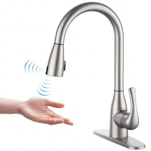 Touchless Pull Down Faucet, Double Sensor, 3 Hole, Nickel