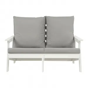 Outdoor Loveseat Sofa Chair With Cushion HIPS Frames Stainless Steel Hardware For Porch Balcony Backyard White One Size