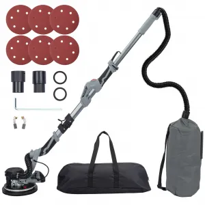 Drywall Sander, Electric Sander Tool with Variable Speed 800-1800RPM, 6.6ft Dust Hose, LED Light, Extendable & Foldable Handle, 6 Pcs Sanding Discs, Carrying Bag