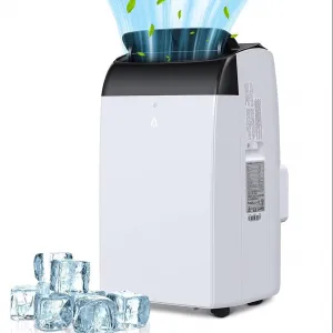 14,000 BTU Portable Air Conditioner with Dehumidifier & Fan, Portable AC Units Cools up to 750 Sq. Ft., Remote Control, Auto Swing, Sleep Mode, Black Top