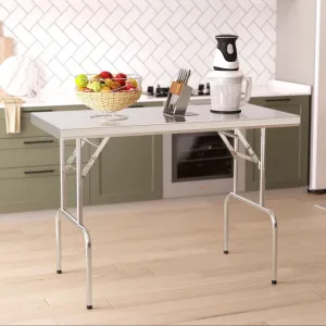48"L x 24"W x 33.5"H Stainless Steel Folding Table - Foldable Prep Table for Home, Kitchen, Restaurant, and Warehouse Use