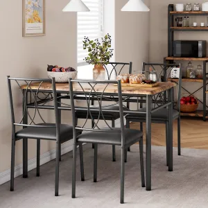 Kitchen Table Set Retro Cozy Chairs Metal Frame - Retro Brown