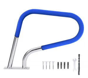 Pool Rail 30"x 22" 304 Stainless Steel 250LBS Load Capacity Silver Rustproof Pool Handrail for Swimming Pool with Blue Grip Cover & Accessories