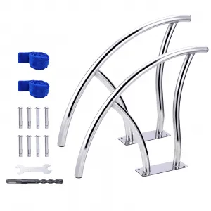 2pcs Pool Rails 30"x 30", Pool Handrails for Inground Pool 304 Stainless Steel Big Load Capacity Rustproof with Blue Grip Cover & Accessories