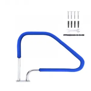 49.5"x 34" Pool Rail, 304 Stainless Steel 380LBS Load Capacity Silver Rustproof Pool Handrail for Swimming Pool with Blue Grip Cover & Accessories, Silver