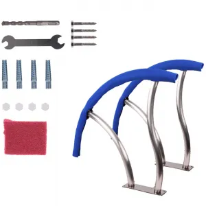 2-Pack 30"x30" Stainless Steel Pool Handrails - 250 lbs Load Capacity, Rustproof, Blue Grip Covers for Inground Swimming Pools