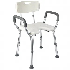 U Style Bath Chair with Armrests Back, Adjustable Height, Non-Slip, 350lb Capacity, Aluminum Shower Seat for Elders Disabled Pregnant Women