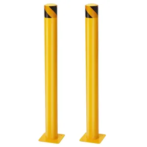 2 Pack 36" Yellow Safety Bollards for Driveway & Parking