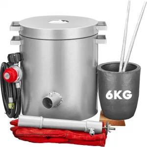 6KG Propane Melting Furnace Kit, Large Capacity 2700°F High Foundry Home Kiln Smelting Gold Silver Copper Aluminum Metal Recycle Smelting Forge Casting Tool