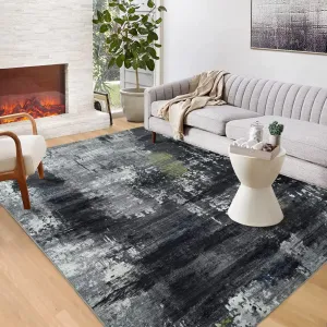 8x10 Large Area Rug Gradient Abstract Chic Indoor Carpet Modern Rug Soft Distressed Rug for Living Room Low Pile Anti-Slip Rug Bedroom Non-Shedding Floor Carpet Contemporary Aesthetic Rug
