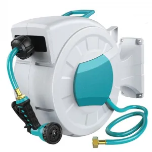 100FT Retractable Hose Reel, 9 Modes, Wall Mount, Auto Lock