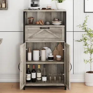 Farmhouse Storage Cabinet + Bathroom Cabinet + High-Quality MDF & Metal + Barn Doors + Anti-Tipping + 23.64"L x 12.02"W x 43.26"H + Living Room, Bedroom, Kitchen