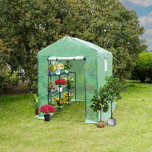 Walk in Greenhouse for Outdoor,Garden Green House with Mesh Windows & Roll-up Door,3 Tier Plant Greenhouse with Anchors and Ropes for Frost Protection and Seedling Flowers Growing 84 x 56 x 78 inch
