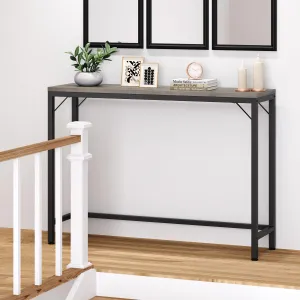 Behind Couch Table Multi-Purpose MDF & Metal Sturdy Small Console Industrial Style - Black