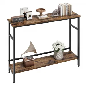 Entryway Console Table with Adjustable Shelf, 39.3” Rustic Sofa Table, MDF & Metal, Sturdy & Durable, Easy Setup, Industrial Style