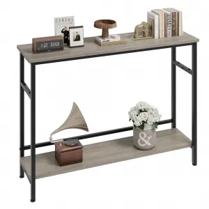 Entryway Console Table with Storage, 39.3” Rustic Sofa Table, Adjustable Shelf, MDF & Metal, Anti-Scratch, Easy Setup, Industrial Style, Ideal for Living Room, Hallway, Bedroom - Grey