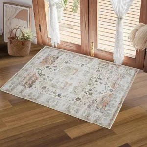 Area Rug Vintage Rug Machine Washable Rug for Bedroom Living Room Indoor Floor Cover Foldable Lightweight Thin Rug Distressed Carpet Non Slip Chenille Rug - Taupe / 2'x3'