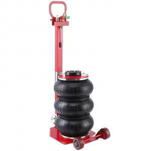 Portable Pneumatic Jack 3T/6600lbs Triple Bag Air Jack Fast Lifting Pneumatic Car Repair with Long Hand, Lifting Height Up to 15.75 Inch（Red）