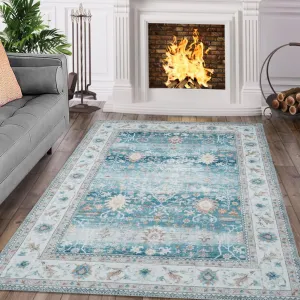 Area Rug for Bedroom Machine Washable Non-Slip 4x6 Carpet Traditional Rug for Living Room Bedroom Dining Room Kitchen Office Nursery Home Decor