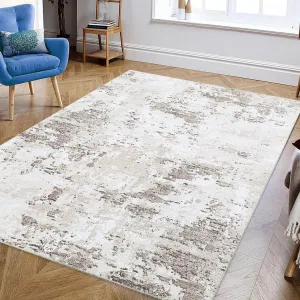 Abstract Taupe 5x7 Machine Washable Modern Rug Distressed Floor Mat Indoor Soft Floor Cover Low Pile Living Room Rug Non-Shedding Foldable Washable Throw Carpet Non Slip Bedroom Thin Rug Taupe