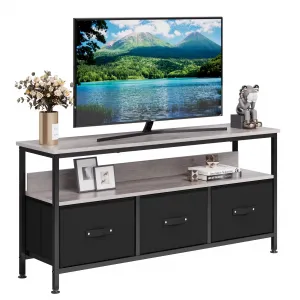 Dresser TV Stand, Entertainment Center with Storage, 55 Inch TV Stand for Bedroom Small TV Stand Dresser with Drawers and Shelves, TV & Media Console Table Furniture for Living Room, Black & Grey
