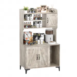 Cat Litter Box Enclosure with Shelves and Doors, Wood Sturdy Hidden Litter Box Furniture, Indoor Cat House Furniture for Most of Litter Box, Litter Box Cabinet, Grey