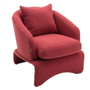 Modern Accent Chair With Curved Edges Metal Back Upholstered Leisure Chair For Living Room Bedroom Office Kids Room 27.95"Hx27.17"Wx27.56"D Red One Size