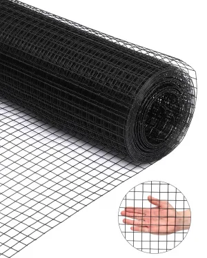 Hardware Cloth 1/2 inch 24" x 50' ft 19 Gauge - Black Vinyl Coated Wire Mesh Roll Chicken Wire Fencing Garden Wire Fence Rolls