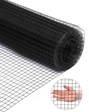 Black Hardware Cloth 15 Gauge 36" x 50' Vinyl Coated and Galvanized Alloy Steel Wire Mesh Roll, 1:1inch Chicken Wire Fencing Mesh, Wire Fence Roll for Garden Pet/Poultry Enclosures Protection