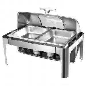 9QT Stainless Steel Visible Roll Top Chafing Dish Buffet Set