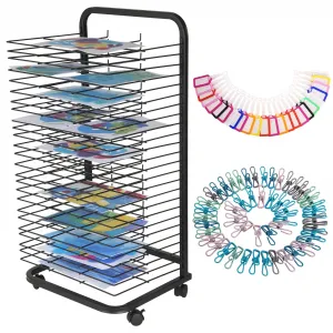 25-Shelf Art Drying Rack, 41.5 Inch High, Mobile for Studios