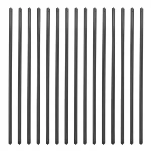 25 Pack Aluminum Deck Balusters, 32.25 x 1 x 0.1 inch Flat Straight Grooved Porch Railing, Aluminum Balusters for Staircase, Deck and Stairs Railing, Matte Black
