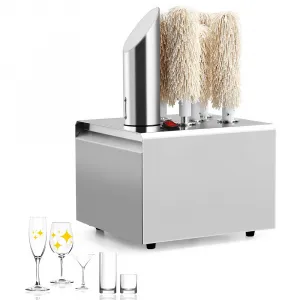 Commercial Glass Polisher, Electric Wine Glass Washer, 5 Polishing Cloths, Stainless Steel, for Bars, Restaurants, Hotels, Kitchens, Wineries Kitchen,Winery
