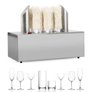 Commercial Glass Polisher Electric Wine Glass Polishing Machine with 8 Polishing Cloth Washers Stainless-Steel Glass Washer for Bars, Restaurants, Hotels, Kitchen,Winery