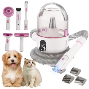 Pet Grooming Vacuum, 13.4Kpa Suction Power, 2 L Large Dust Cup Low Noise Dog Hair Remover , 5 Professional Grooming Kit for Dogs and Cats, Pink